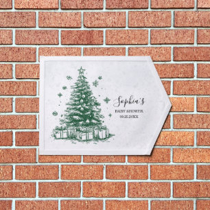 Snowy Christmas Tree Baby Shower Pennant