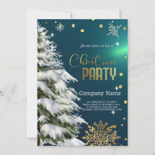Snowy Christmas Tree , Diamonds and Snowflakes Invitation