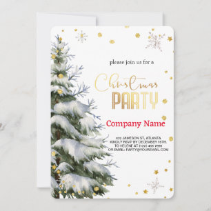 Snowy Christmas Tree , Diamonds and Snowflakes Invitation