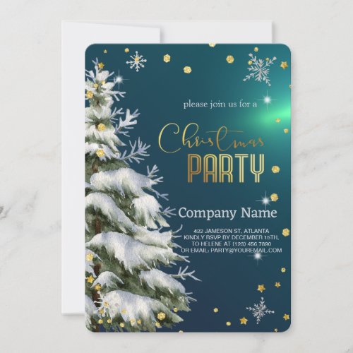 Snowy Christmas Tree  Diamonds and Snowflakes Invitation