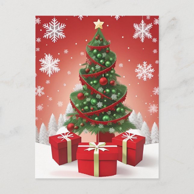 🎄 Snowy Christmas Tree Elegance ❄️ Winter Festive Postcard (Front)