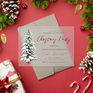 Snowy Christmas Tree Festive Christmas Party Acrylic Invitations