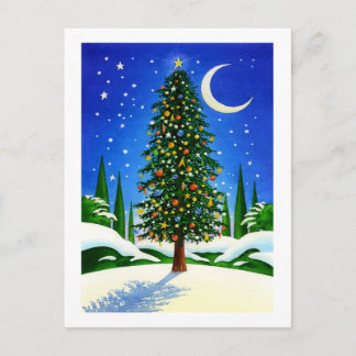 Snowy Christmas Tree Holiday Postcard