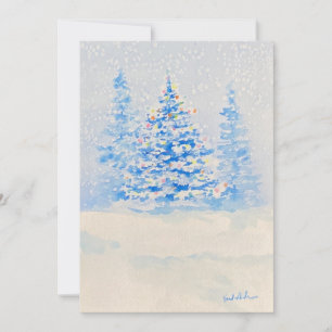 snowy christmas tree invitation