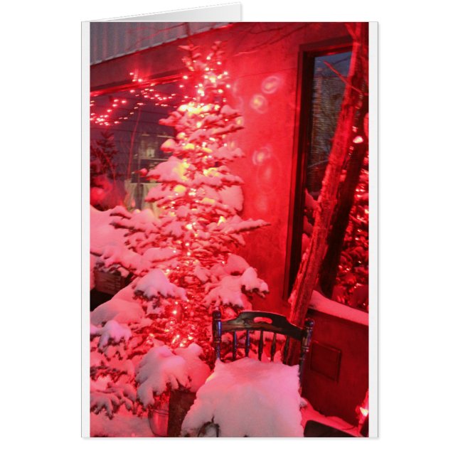 Snowy Christmas Tree Lights Cards (Front)