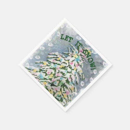 Snowy Christmas Tree Napkins