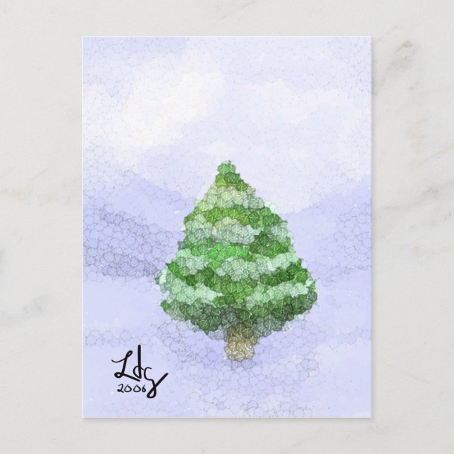 Snowy Christmas Tree Postcard (Front)