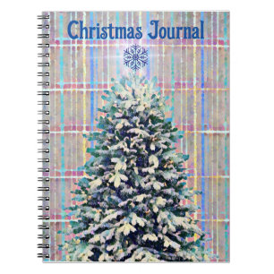 Snowy Christmas Tree Snowflake Vintage Style Notebook