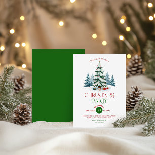 Snowy Christmas Tree Typography Christmas Party Invitation