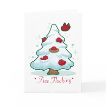 Snowy Christmas Tree with Birds