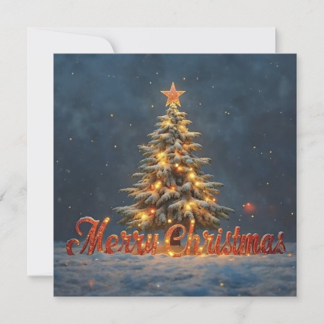 Snowy Christmas Tree with Warm Lights (Front)