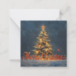 Snowy Christmas Tree with Warm Lights Note Card