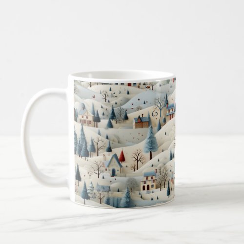 snowy Christmas village Coffee Mug