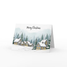Snowy Christmas Village with Cozy Winter Cottages