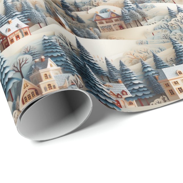 snowy Christmas village Wrapping Paper (Roll Corner)