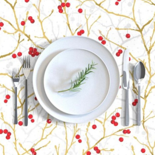 Snowy Christmas Winterberries Holiday Tablecloth (Creator Uploaded)