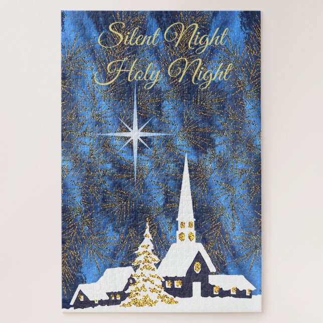 Snowy Church Christmas Puzzle (Vertical)