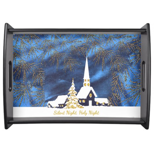 Snowy Church Christmas Tray