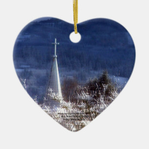 snowy church steeple ceramic ornament
