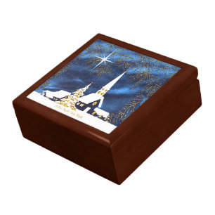 Snowy Church with Star Christmas Gift Box