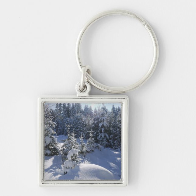 Snowy cold winter landscape 2 keychain (Front)