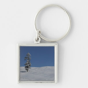 Snowy cold winter landscape 4 keychain