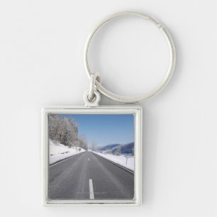 Snowy cold winter landscape 5 keychain