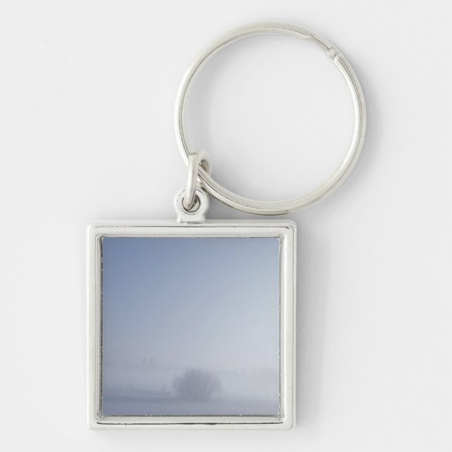 Snowy cold winter landscape keychain (Front)