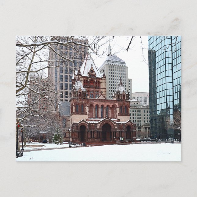 Snowy Copley Square Boston Massachusetts Postcard (Front)