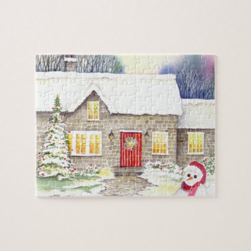 Snowy Cottage Jigsaw Puzzle