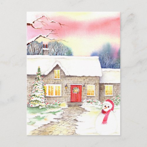 Snowy Cottage Postcard