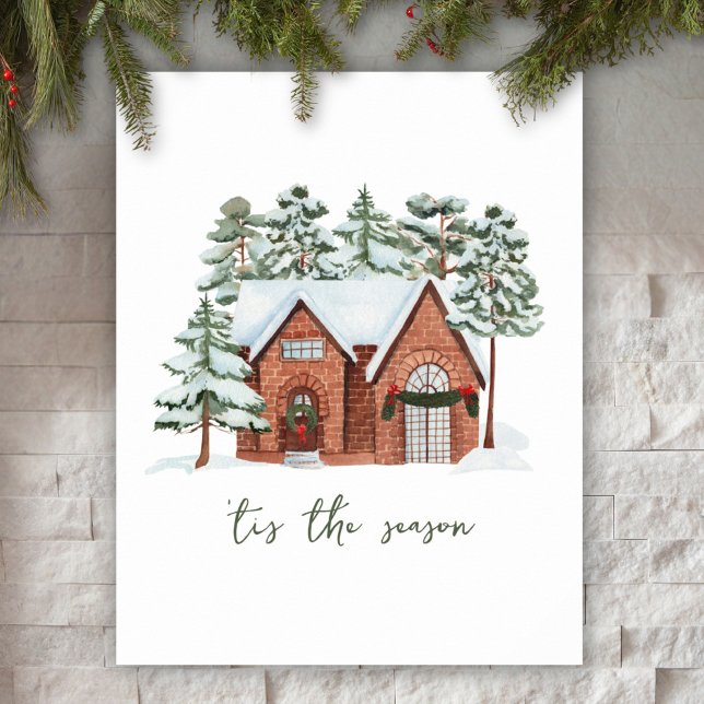 Snowy Cottage Winter Scene Christmas Poster Custom (Creator Uploaded)