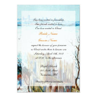 Snowy country Christian winter wedding invitation
