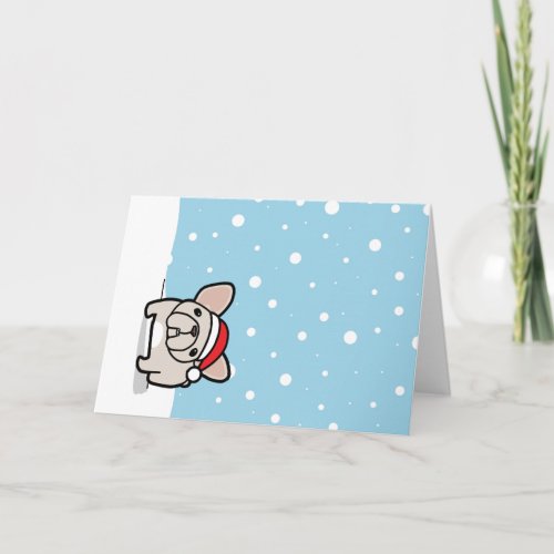 Snowy Cream Frenchie Holiday Card