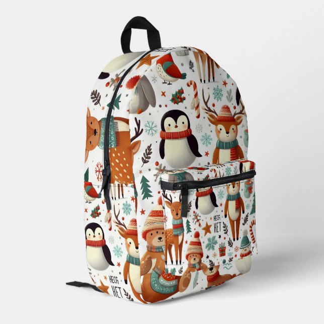 Snowy Critters Print Backpack (Back Corner Left)