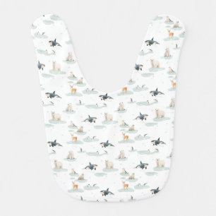 Snowy day - Arctic animals winter nursery Baby Bib