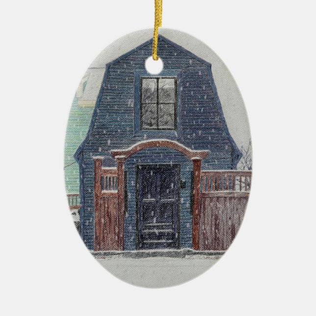 Snowy Day Ceramic Ornament (Front)