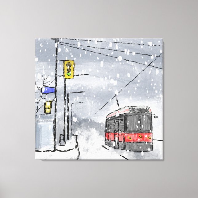Snowy day in Toronto Canvas Print (Front)