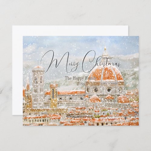 Snowy day of Italy Florence Cathedral Duomo card