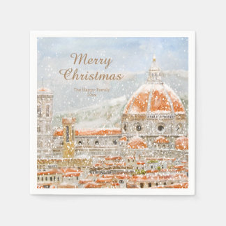 Snowy day of Italy Florence Christmas Napkins