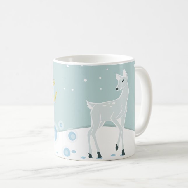 Snowy Deer Coffee Mug (Front Right)