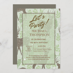 Snowy Deer Hunter Birthday Party Invitation