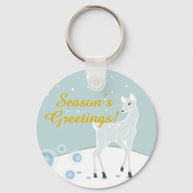 Snowy Deer Keychain (Front)