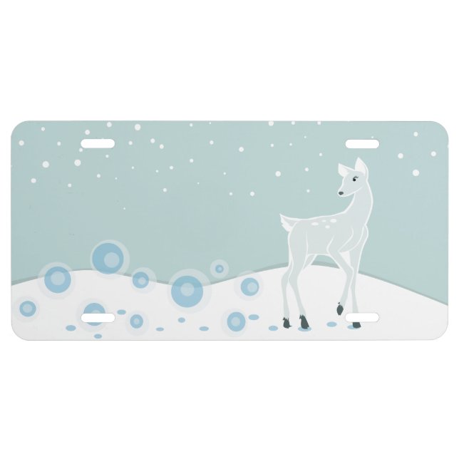 Snowy Deer License Plate (Front)