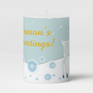 Snowy Deer Pillar Candle