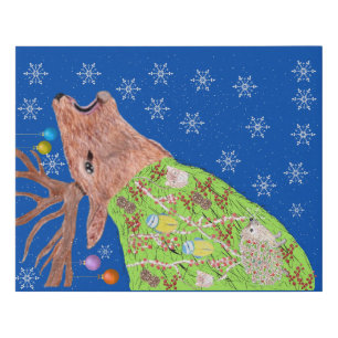 Snowy Deer with nature inside Faux Canvas Print