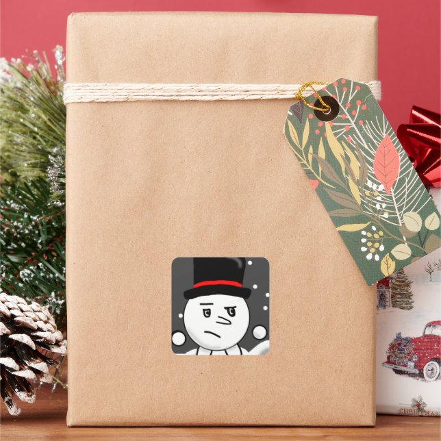 Snowy Drawn Hank Sticker! Square Sticker (Holiday)