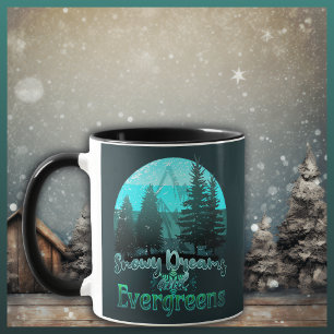 Snowy Dreams and Evergreens Retro Sunset Mug