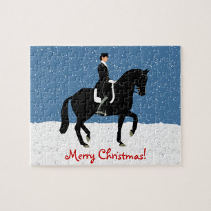 Snowy Dressage Horse Christmas Jigsaw Puzzle