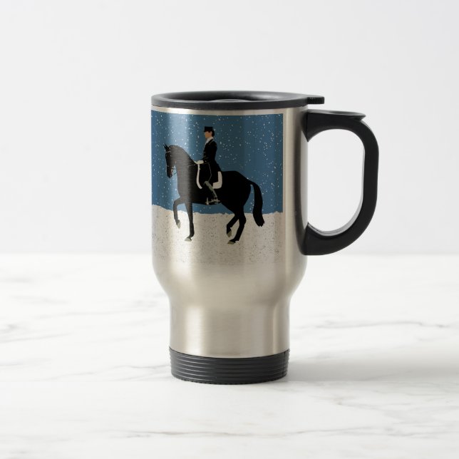 Snowy Dressage Horse Christmas Travel Mug (Right)
